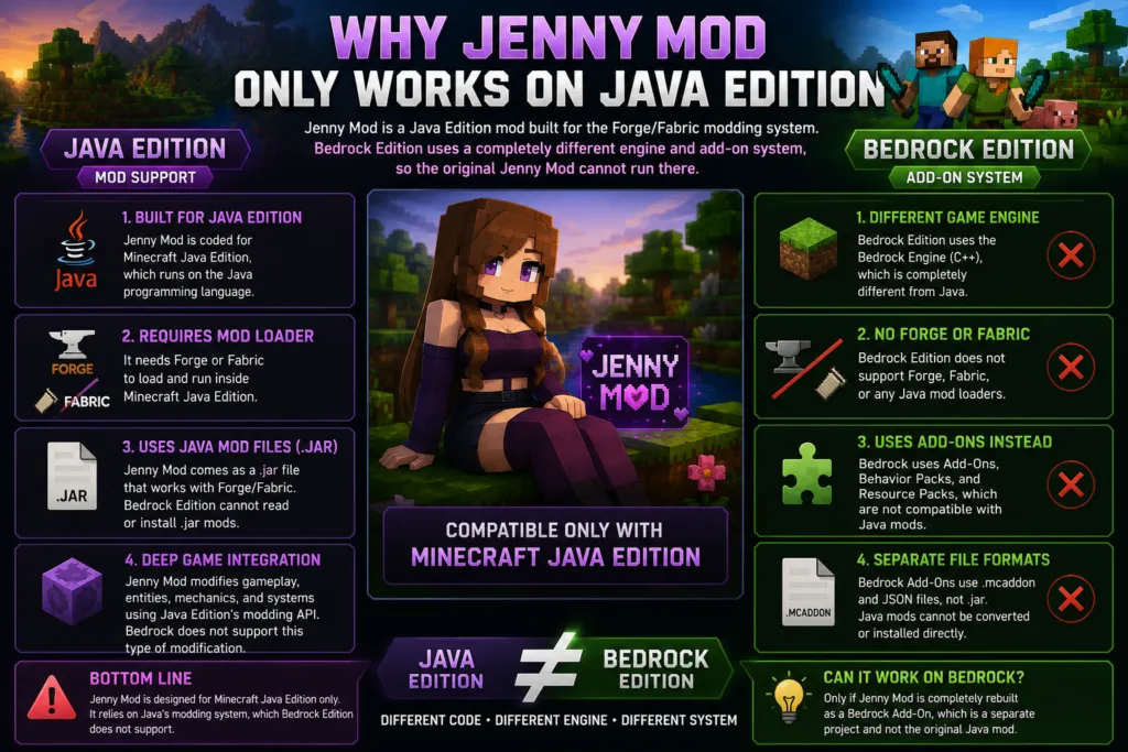 Why Jenny Mod Only Works on Java Edition
